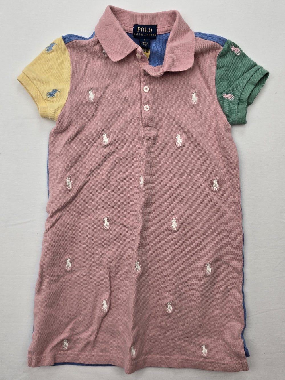 Polo by Ralph Lauren Pink Multi-Color Embroidered Polo Dress for Kids